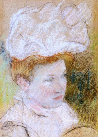  Mary Cassatt Leontine in a Pink Fluffy Hat - Hand Painted Oil Painting