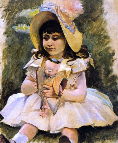  Mary Cassatt Little Girl with a Japanese Doll - Hand Painted Oil Painting