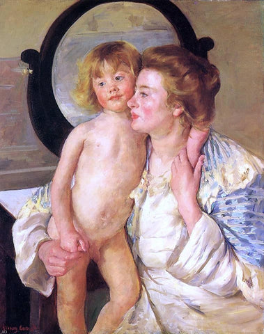  Mary Cassatt Mother and Child (also known as The Oval Mirror) - Hand Painted Oil Painting