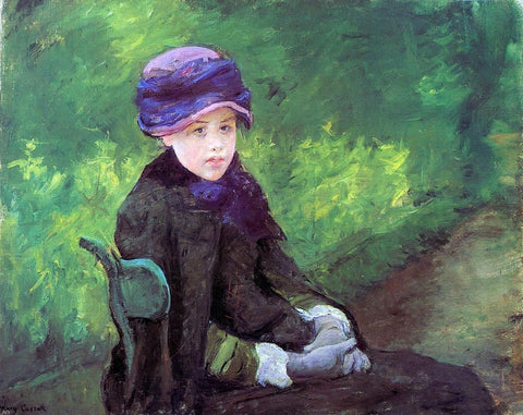  Mary Cassatt Susan Seated Outdoors Wearing a Purple Hat - Hand Painted Oil Painting