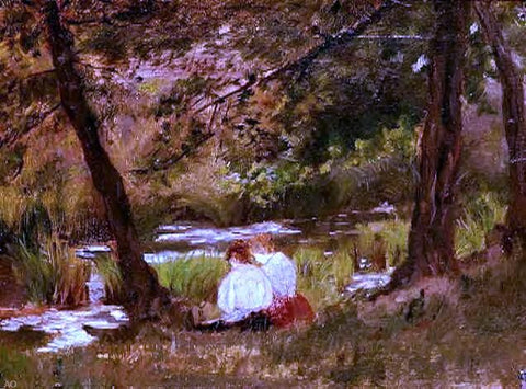  Mary Cassatt Two Women Seated by a Woodland Stream - Hand Painted Oil Painting