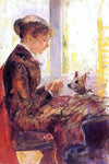 Mary Cassatt Woman by a Window Feeding Her Dog - Hand Painted Oil Painting