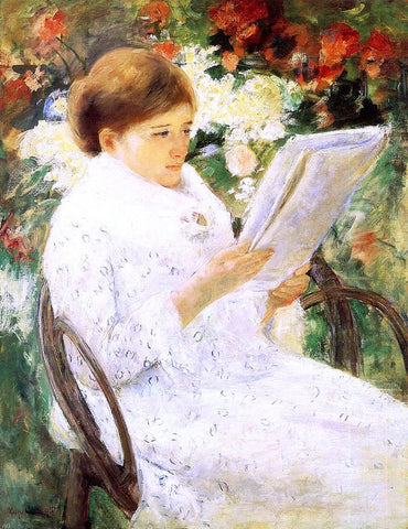  Mary Cassatt Woman Reading in a Garden - Hand Painted Oil Painting