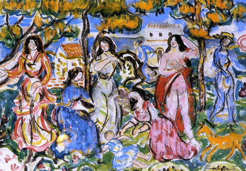  Maurice Prendergast Figures in a Landscape - Hand Painted Oil Painting