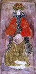  Maurice Prendergast Lady with Red Cape and Muff - Hand Painted Oil Painting