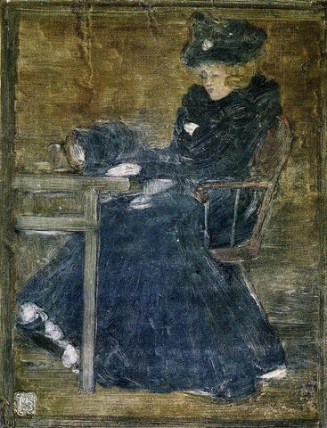  Maurice Prendergast Seated Woman in Blue (also known as At the Cafe) - Hand Painted Oil Painting