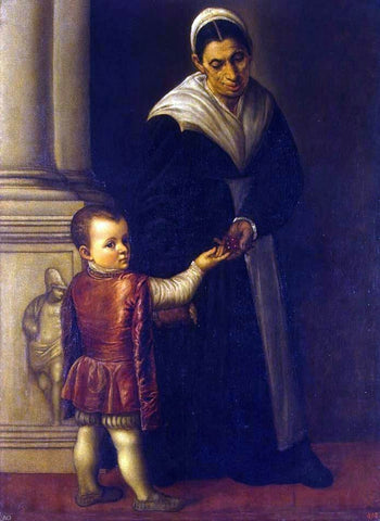  Moretto Da Brescia Portrait of a Boy with his Nurse - Hand Painted Oil Painting
