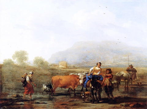  Nicolaes Berchem Travelling Peasants - Hand Painted Oil Painting