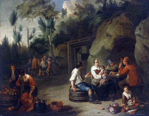  Norbert Van Bloemen Peasant Family Sitting at a Table - Hand Painted Oil Painting