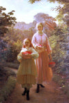  Ole Henrik Olrik Sisters Gathering Raspberries And Roses, Summer - Hand Painted Oil Painting