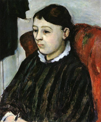  Paul Cezanne Madame Cezanne in a Striped Robe - Hand Painted Oil Painting