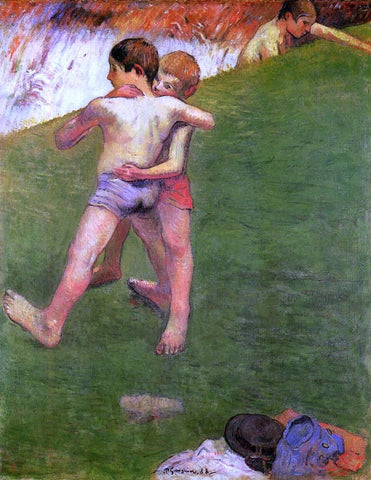  Paul Gauguin Breton Boys Wrestling - Hand Painted Oil Painting