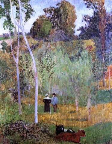  Paul Gauguin Shepherd and Shepherdess in a Meadow - Hand Painted Oil Painting