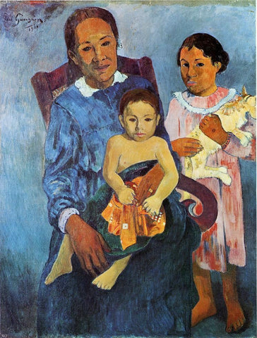  Paul Gauguin A Tahitian Woman and Two Children - Hand Painted Oil Painting