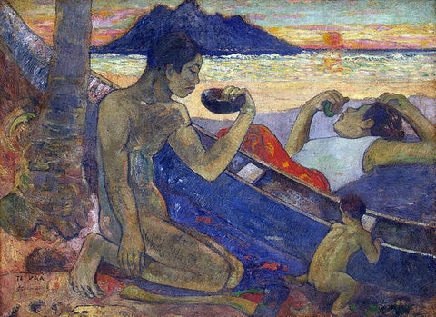  Paul Gauguin The Canoe: A Tahitian Family - Hand Painted Oil Painting