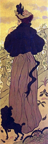  Paul Ranson Woman Standing at a Balustrade with a Poodle - Hand Painted Oil Painting