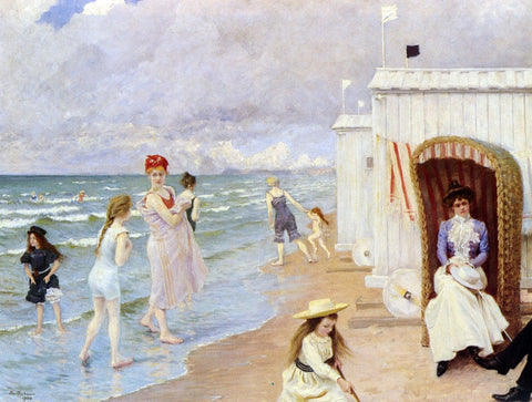  Paul-Gustave Fischer The Day at the Beach - Hand Painted Oil Painting