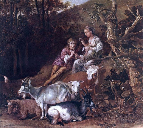  Paulus Potter Landscape with Shepherdess and Shepherd Playing Flute (detail) - Hand Painted Oil Painting