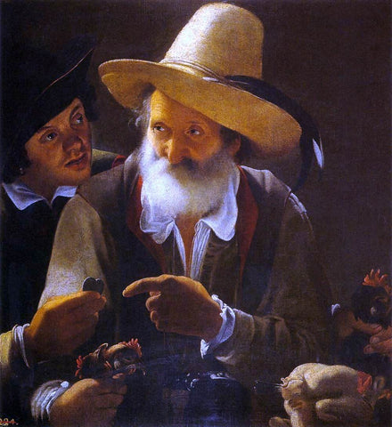  Pensionante Del saraceni The Chicken Vendor - Hand Painted Oil Painting