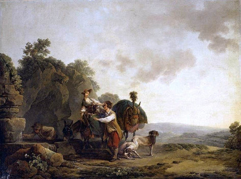  Philip Jacques De Loutherbourg Travellers at a Well - Hand Painted Oil Painting