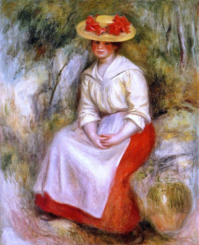  Pierre Auguste Renoir Gabrielle in a Straw Hat - Hand Painted Oil Painting