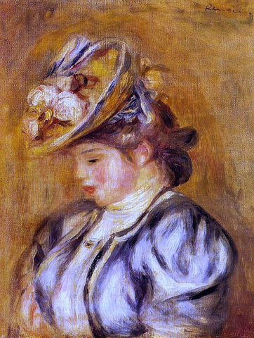  Pierre Auguste Renoir Girl in a Flowery Hat - Hand Painted Oil Painting