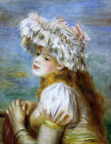  Pierre Auguste Renoir Girl in a Lace Hat - Hand Painted Oil Painting