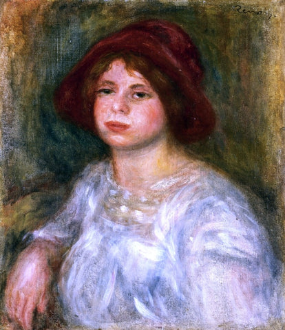  Pierre Auguste Renoir Girl in a Red Hat - Hand Painted Oil Painting