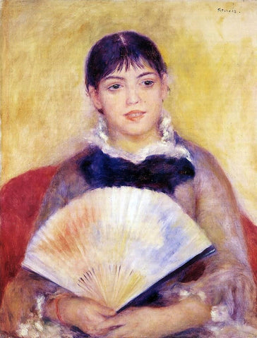  Pierre Auguste Renoir Girl with a Fan (also known as Alphonsine Fournaise) - Hand Painted Oil Painting