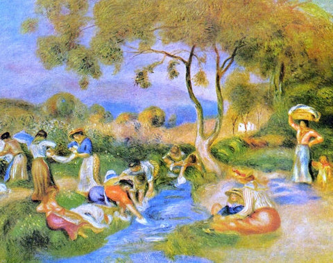  Pierre Auguste Renoir Laundresses at Cagnes - Hand Painted Oil Painting