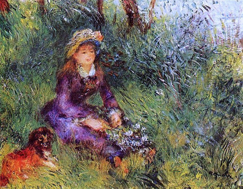  Pierre Auguste Renoir Madame Renoir with a Dog - Hand Painted Oil Painting