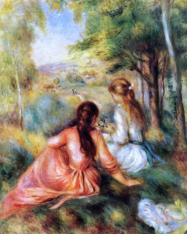  Pierre Auguste Renoir At the Field Picking Flowers - Hand Painted Oil Painting