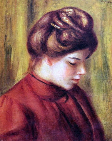  Pierre Auguste Renoir Profile of a Woman in a Red Blouse - Hand Painted Oil Painting