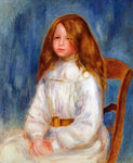  Pierre Auguste Renoir Seated Little Girl with a Blue Background - Hand Painted Oil Painting