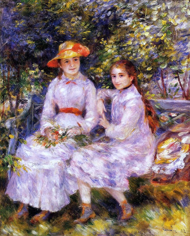  Pierre Auguste Renoir The Daughters of Paul Durand-Ruel (also known as Marie-Theresa and Jeanne) - Hand Painted Oil Painting