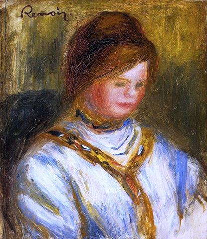  Pierre Auguste Renoir Woman in a Blue Blouse - Hand Painted Oil Painting
