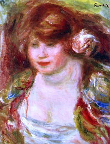  Pierre Auguste Renoir Woman Wearing a Rose - Andree - Hand Painted Oil Painting