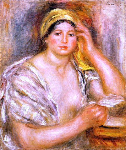  Pierre Auguste Renoir Woman with a Yellow Turban - Hand Painted Oil Painting