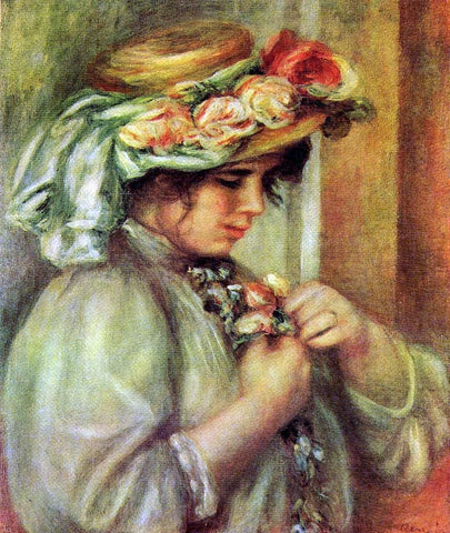  Pierre Auguste Renoir Young Girl in a Hat - Hand Painted Oil Painting