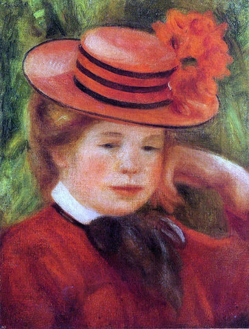  Pierre Auguste Renoir Young Girl in a Red Hat - Hand Painted Oil Painting