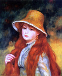  Pierre Auguste Renoir Young Girl in a Straw Hat - Hand Painted Oil Painting