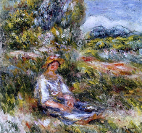  Pierre Auguste Renoir Young Girl Seated in a Meadow - Hand Painted Oil Painting