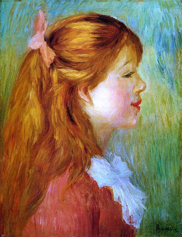  Pierre Auguste Renoir Young Girl with Long Hair in Profile - Hand Painted Oil Painting