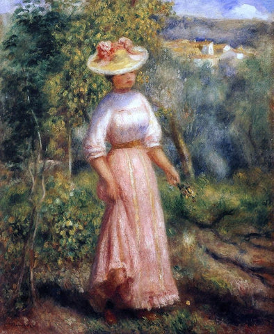  Pierre Auguste Renoir Young Woman in Red in the Fields - Hand Painted Oil Painting