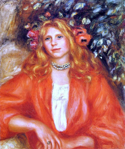  Pierre Auguste Renoir Young Woman Wearing a Garland of Flowers - Hand Painted Oil Painting
