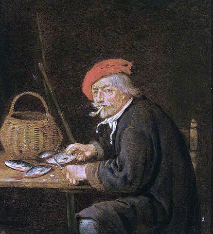  Quiringh Van Brekelenkam Man Scaling Fish - Hand Painted Oil Painting