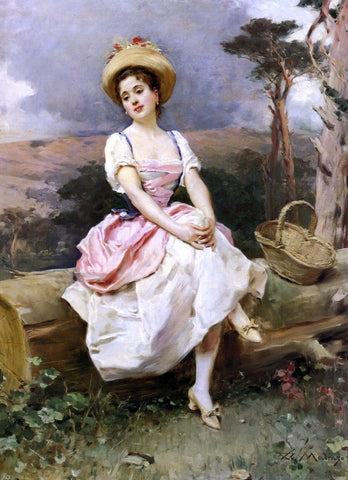  Raimundo de Madrazo Y Garreta A Rest along the Way - Hand Painted Oil Painting