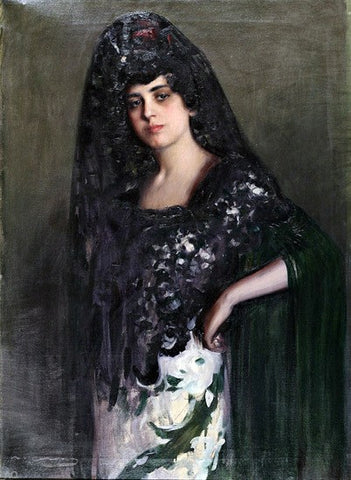  Ramon I Carbo Mujer con Mantilla - Hand Painted Oil Painting