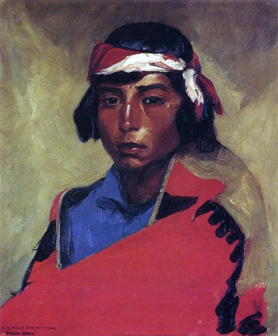  Robert Henri Young Buck of the Tesuque Pueblo - Hand Painted Oil Painting