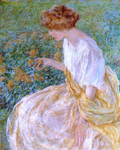  Robert Lewis Reid The Yellow Flower (also known as The Artist's Wife in the Garden) - Hand Painted Oil Painting